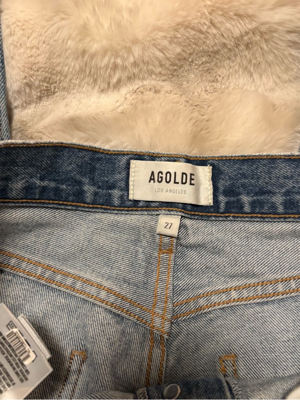 AGOLDE Fen High-Rise Relaxed Light Blue Distressed Tapered Jeans - Picture 3 of 7